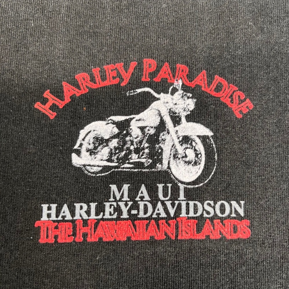Vintage 1996 Harley-Davidson Maui Hawaii T-Shirt Black Mens Lg. Harley Paradise - Picture 6 of 8
